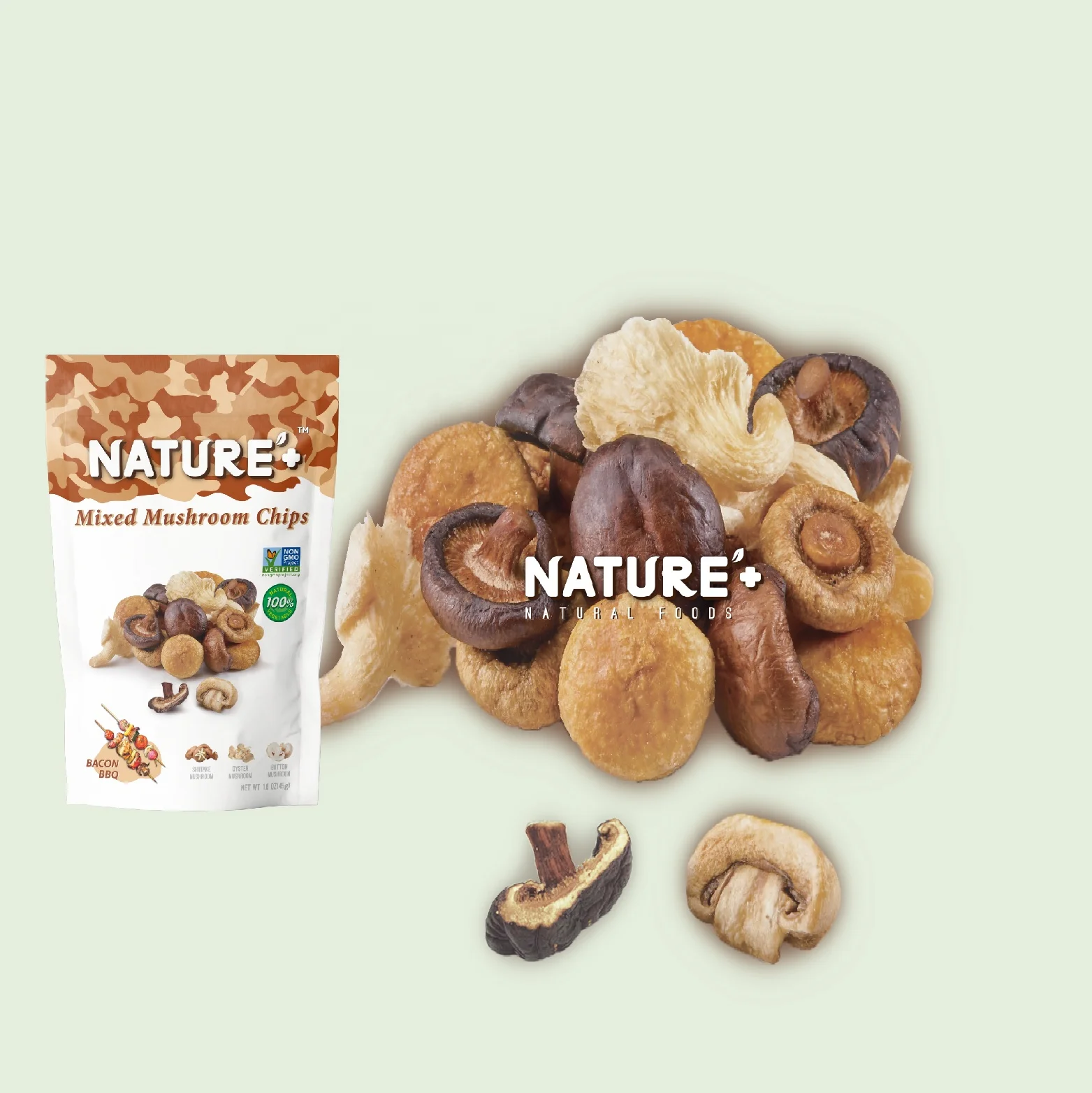 Vacuum Fried Shiitake Mushroom Chips Bacon Low Salt Vegan International Export Quality Fried Chips