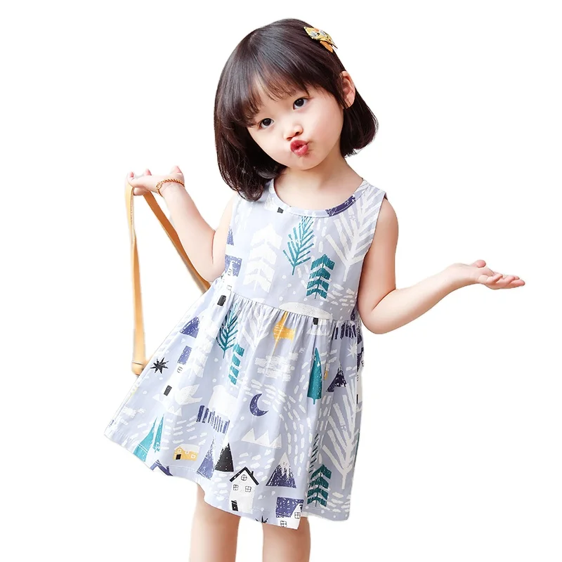 EVERYSTEP Girls Dress Kids Toddler Little Big Girl Sleeveless Cartoon Print Casual Dress For Kids Girls (1-10years)