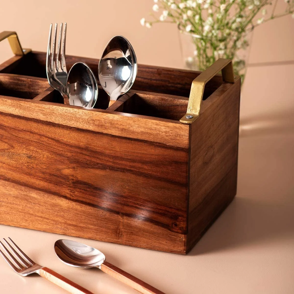 Trendy Spoon Stand for Dining Table Stand Wooden Spoon holder multipurpose Gifts Kitchen Rack Cafe Restaurant