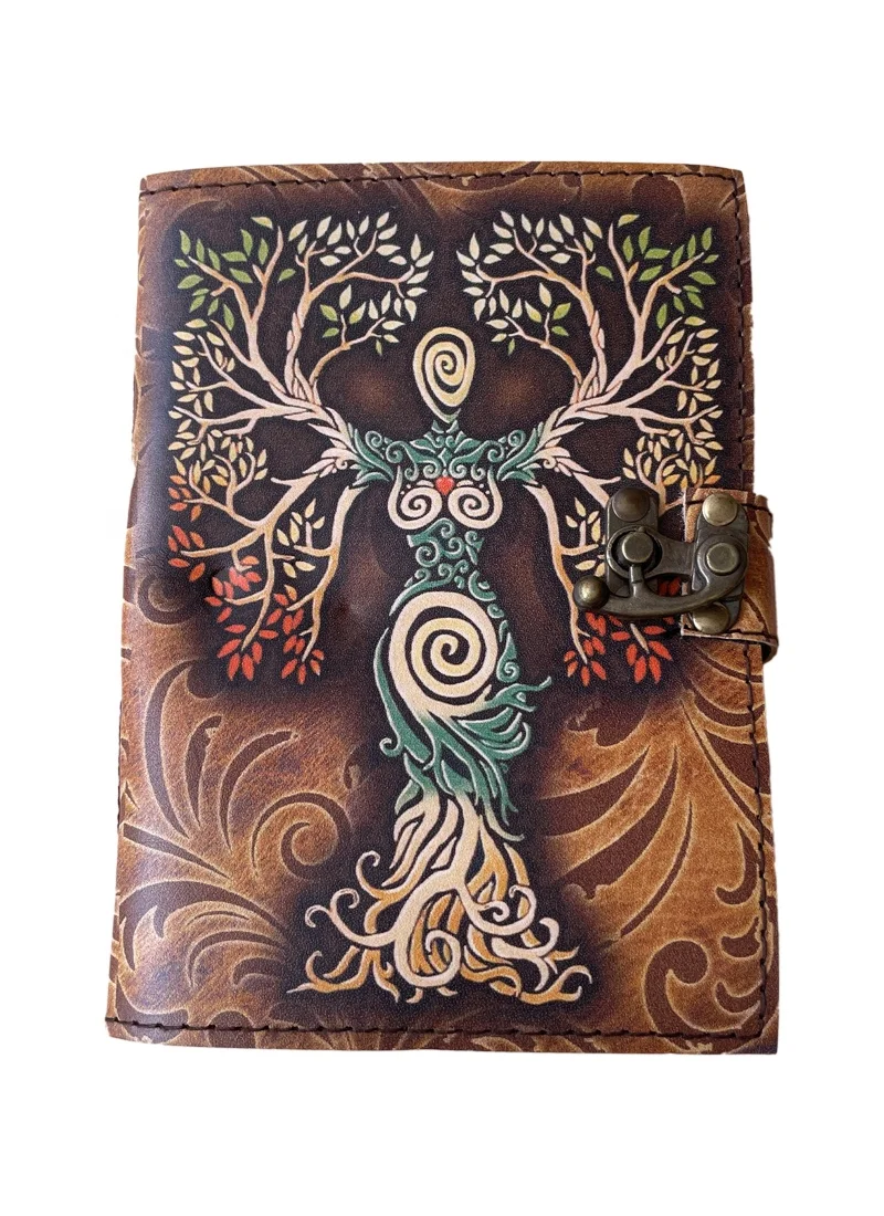 Printed Journal Deckle Edge Vintage Paper Mother of earth Journal Design Handmade Leather Sketchbook Clasp Of Unique Cover Diar