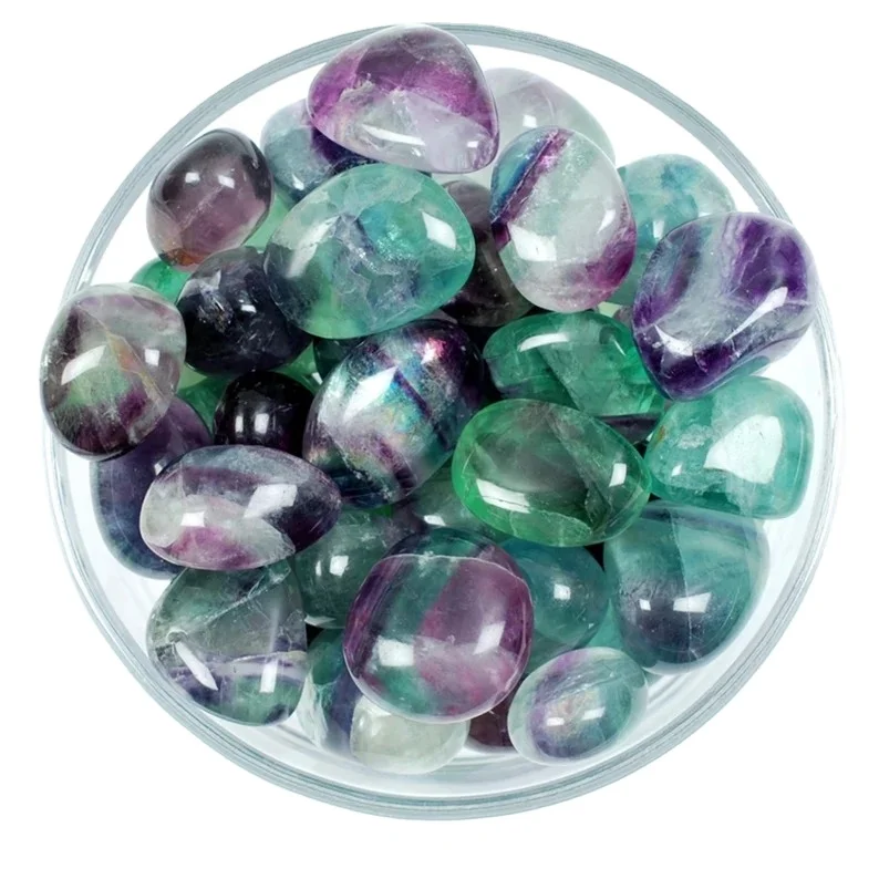 Wholesale Natural Rainbow Fluorite Tumbled Crystals Top Quality Gemstone Tumble Polished Gravel Stone For Healing And Decoration