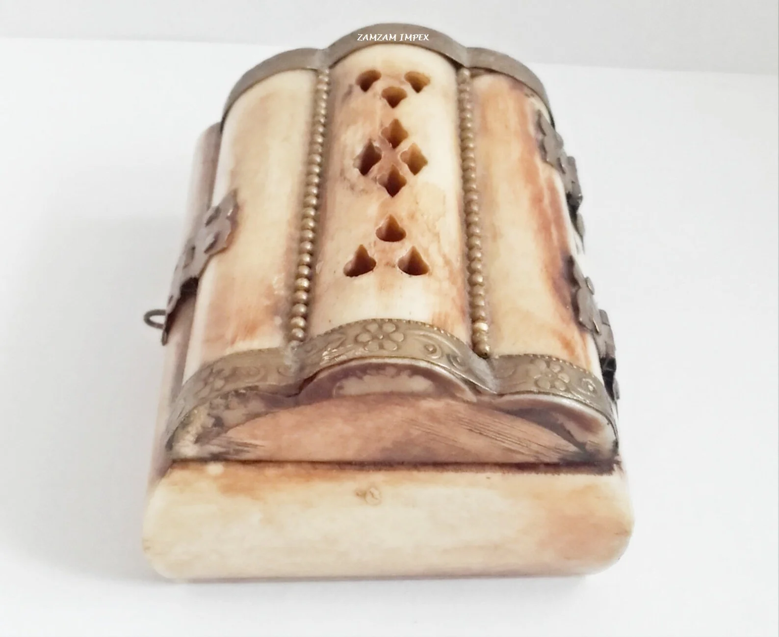 Old Look Vintage Carved Camel Bone and Brass Trinket