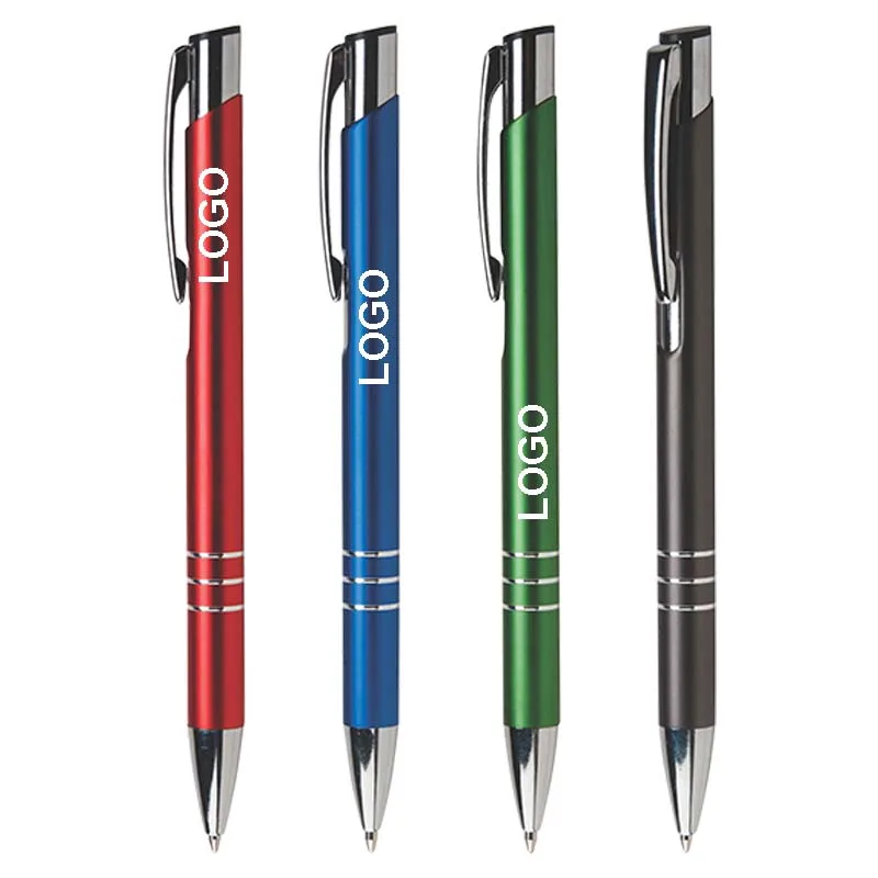 Promotional Advertising Souvenir China Bulk aluminum Products Blue Black Ink Personalised Metal Pens With Custom Logo