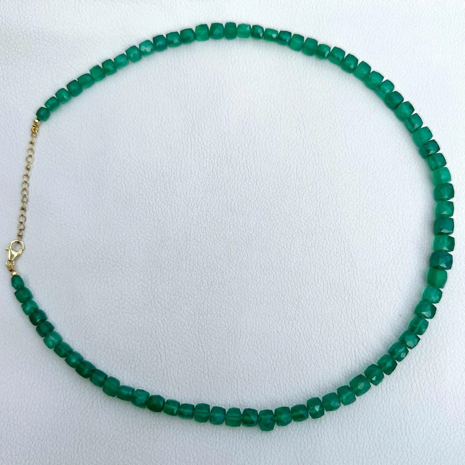 Hot Selling 6m 8mm Natural Green Onyx Faceted Cube Gemstone Fashionable Beads Necklace for Jewelry Making 925 Silver Necklace