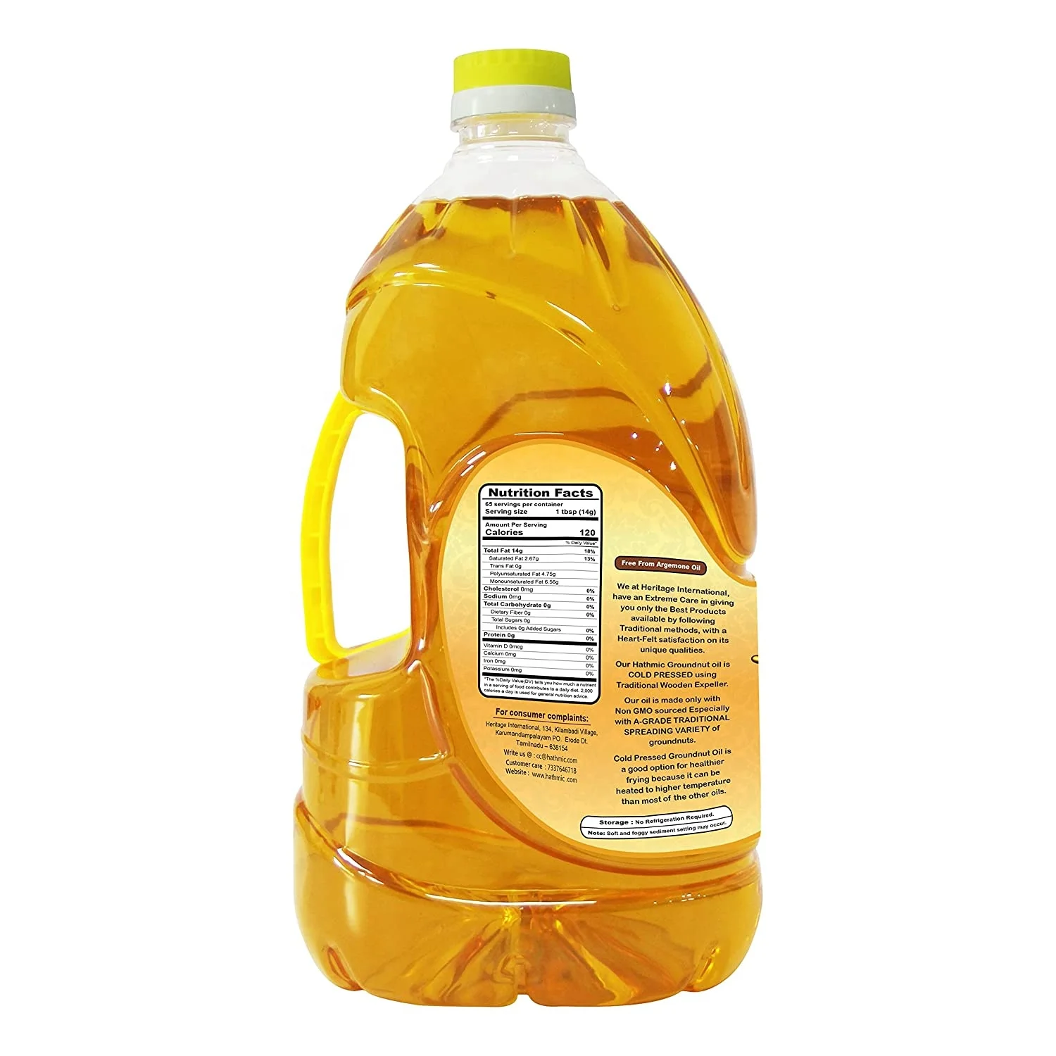 Cold Pressed Groundnut Oil, 5L HDPE (Un Refined and Un Filtered Pure Oil)