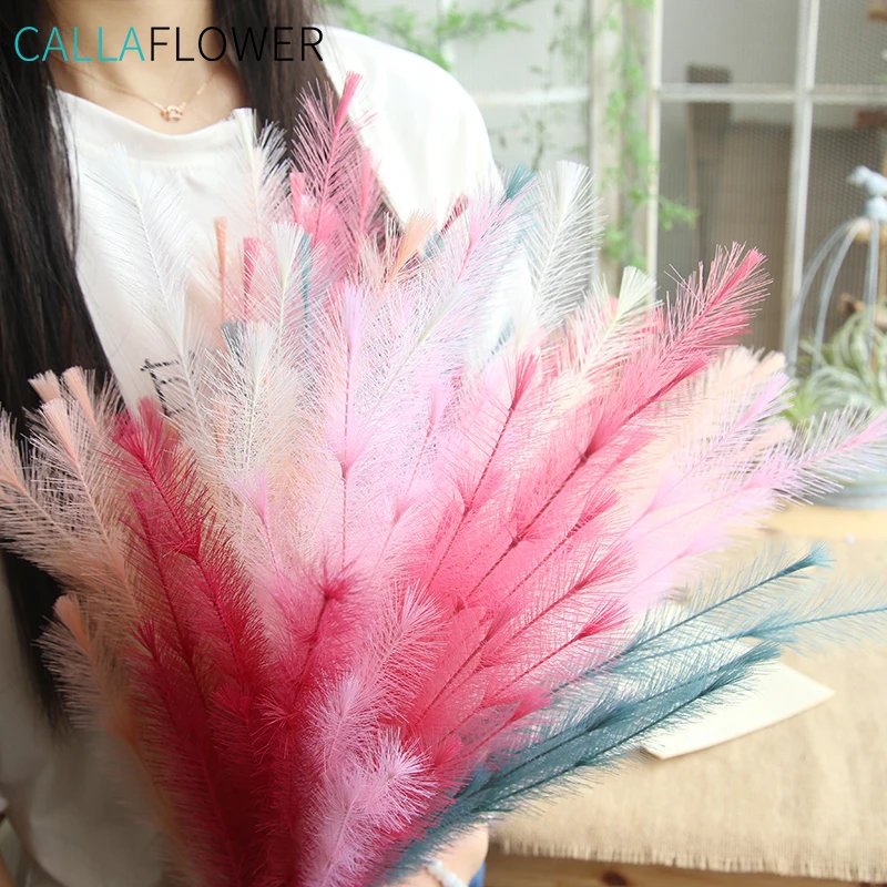 MW09914 New Design Artificial Feathered Grass Plant White Flower Hairy Straw For Christmas Picks