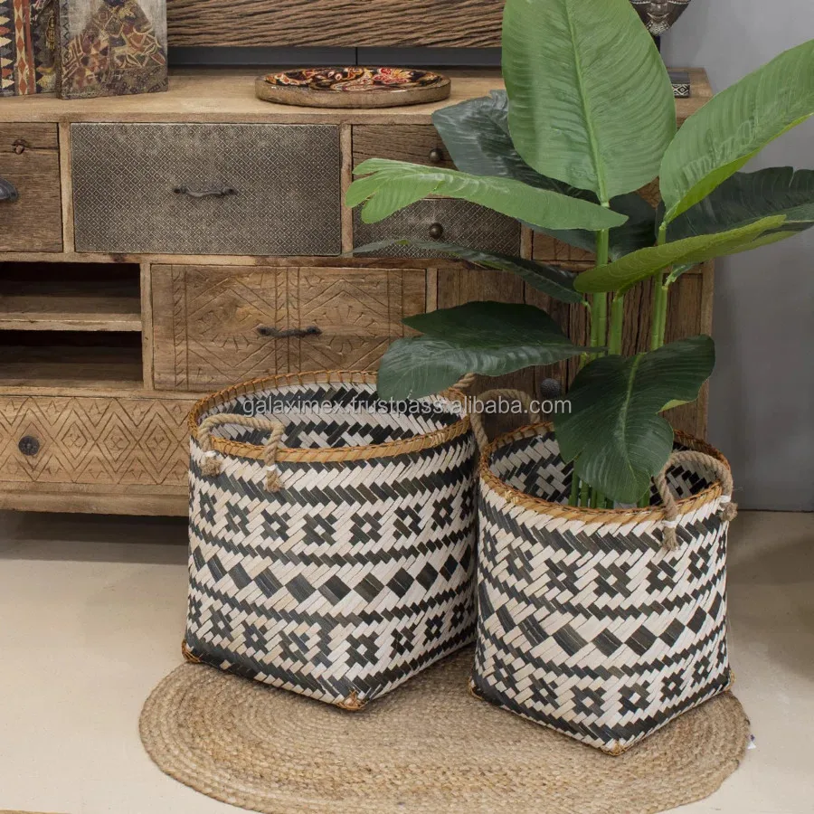 Маленькие бамбуковые корзины для хранения ручной работы домашнего и организации кухонного плетеные наборы