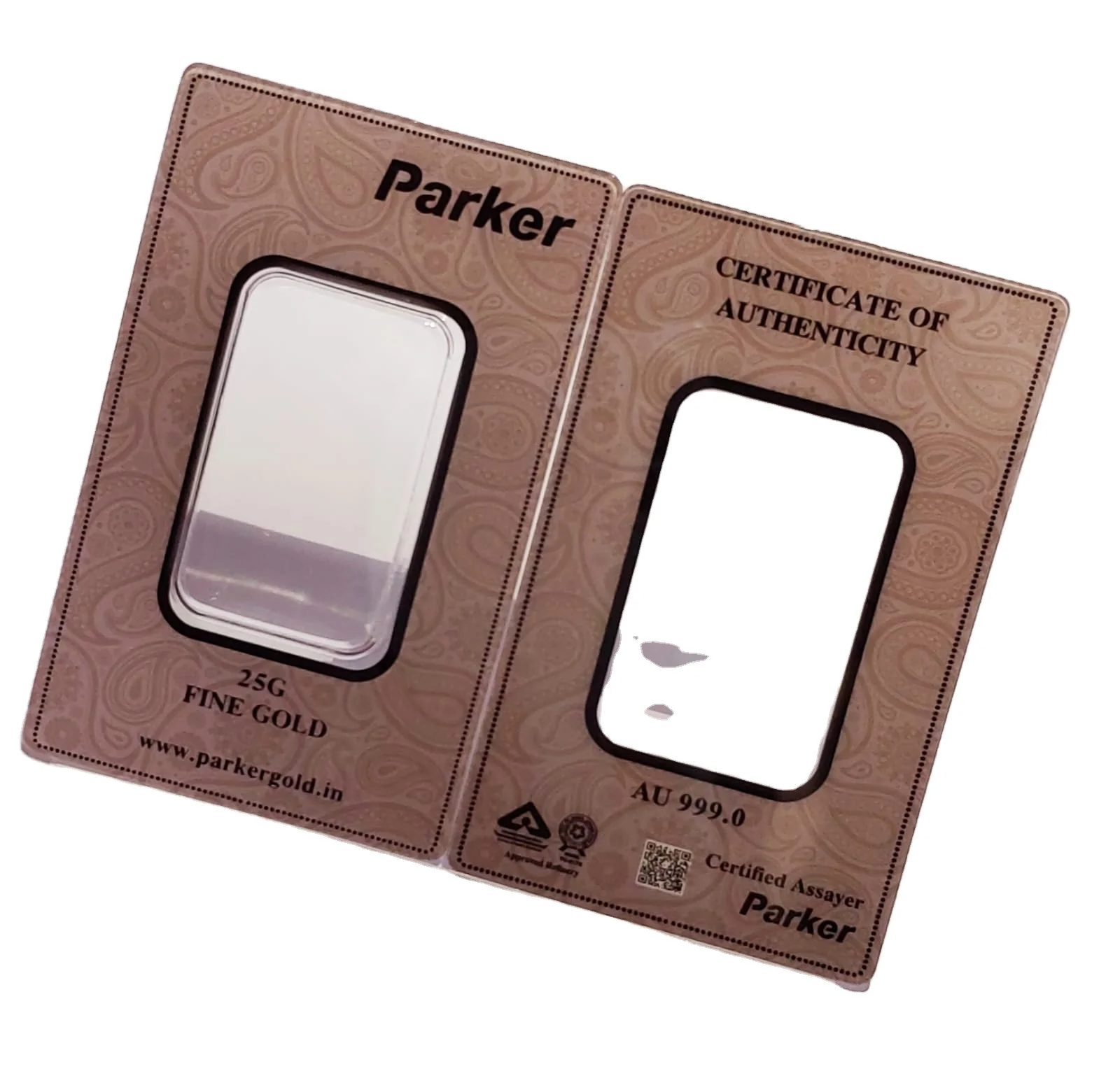 Customized Glossy PET Plastic Card for Gold and Silver Precious Metals 54 x 86mm Packaging Design for Refinery Ingots and Coins