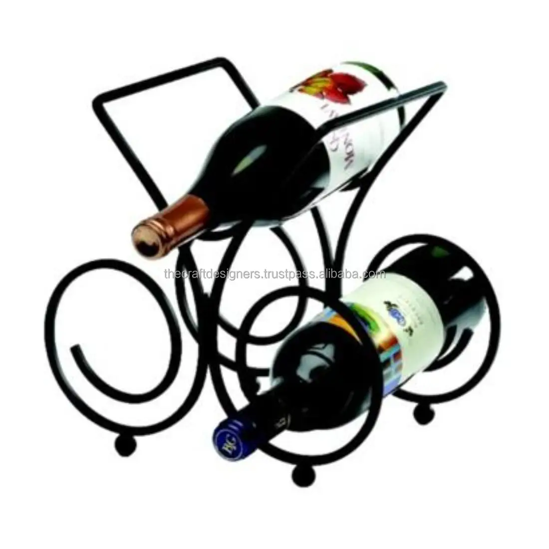 Hot Selling Customized 3-Bottle Display Rack Indian Handcraft Iron Wire Wine Rack Elegant Champagne Stand Home Party Showcase