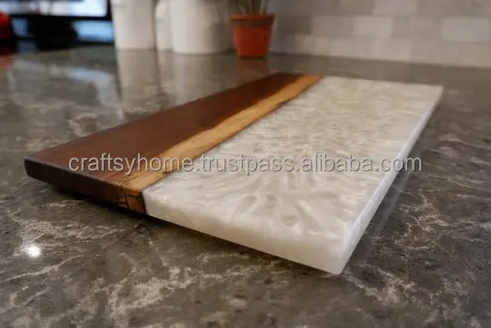 Handmade epoxy resin chopping board with polish for home & kitchen at lower cost acacia wood serving board for wholesale price