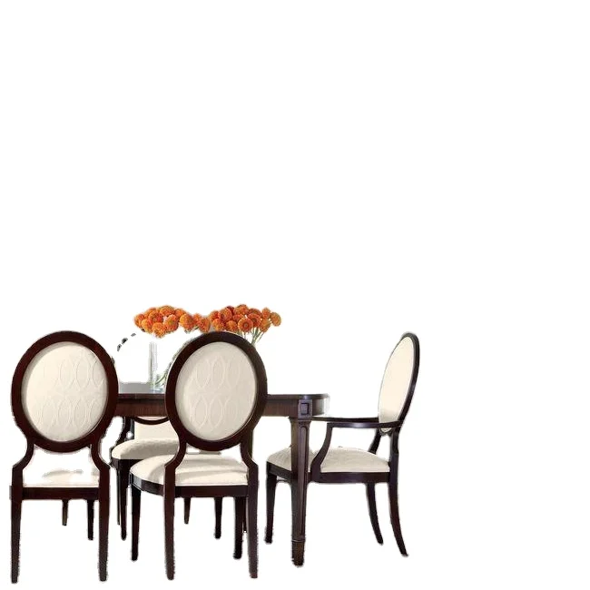 Made in Vietnam Luxury Custom Furniture Wood 6 Chairs Dinning Table Set