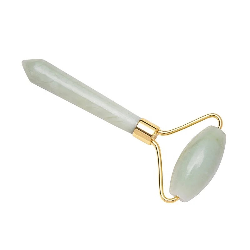 SFM brand Jade Roller Zinc Alloy Frame Gold Jade Rolling Actually Work Double Chin Depuffing Anti Aging Skin Care