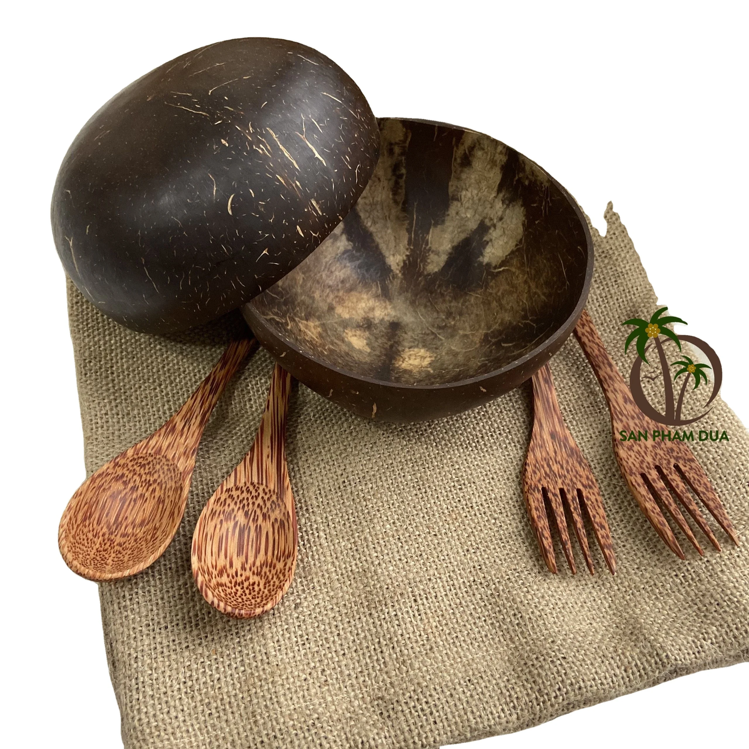 Natural coconut shell bowl/coconut shell hold candle logo engraved coconut bowls vietnam/coconut buddha bowl coconut wood bowl