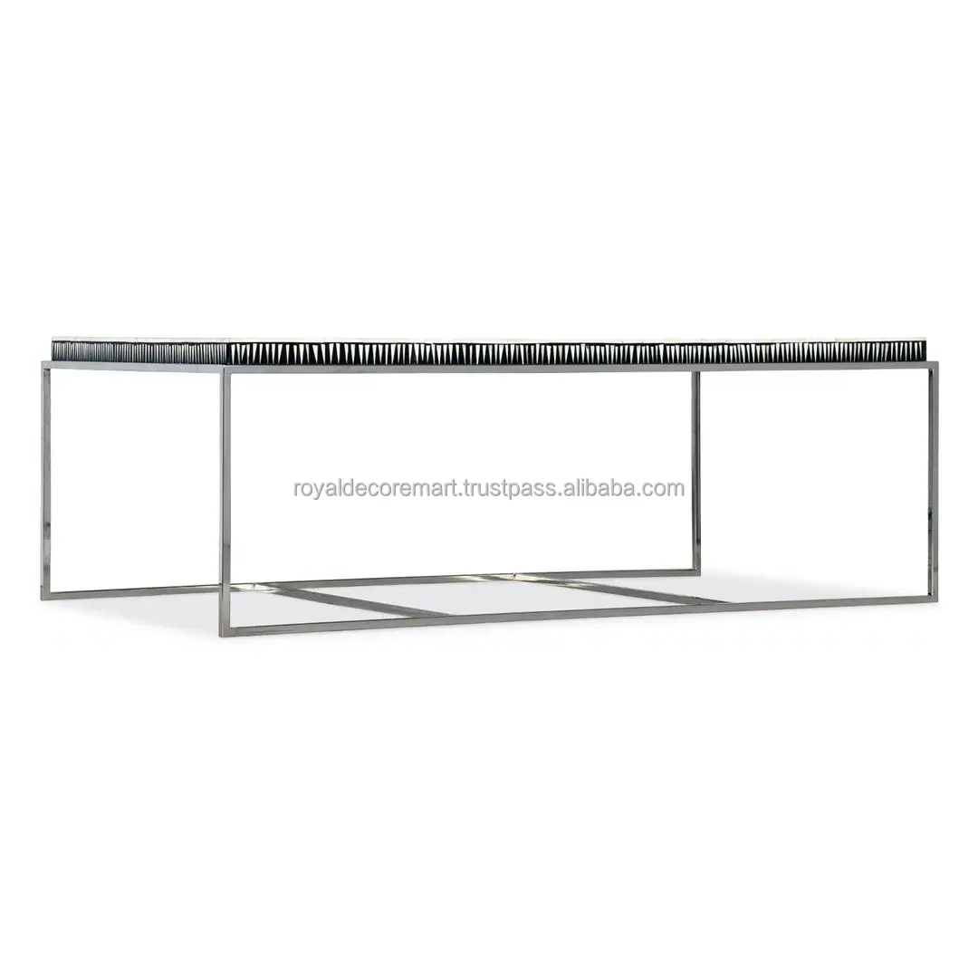 Hot Selling Round Bone Inlay Coffee Table with Metal Base Center Tables for Lounge Area from India BY Royal Decore Mart
