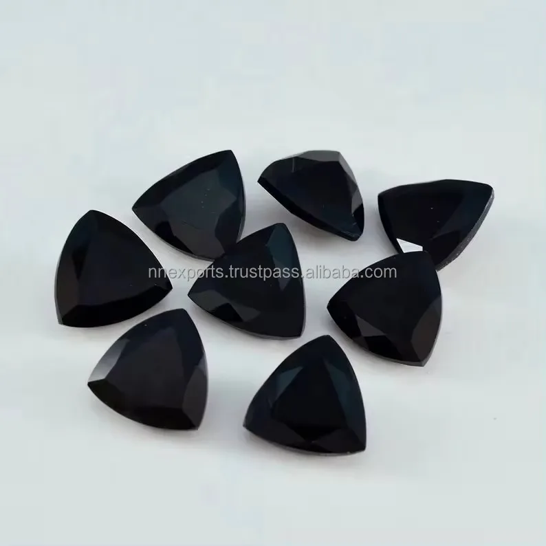 4mm Natural Black Onyx Faceted Trillion Cut Top Quality Semi Precious Loose Gemstones At Sale For Jewelry Making Shop Online Now