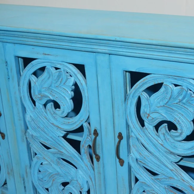 Индийский ручной резной буфетный шкаф буфет Джодхпур работы с античной резьбой из Джали