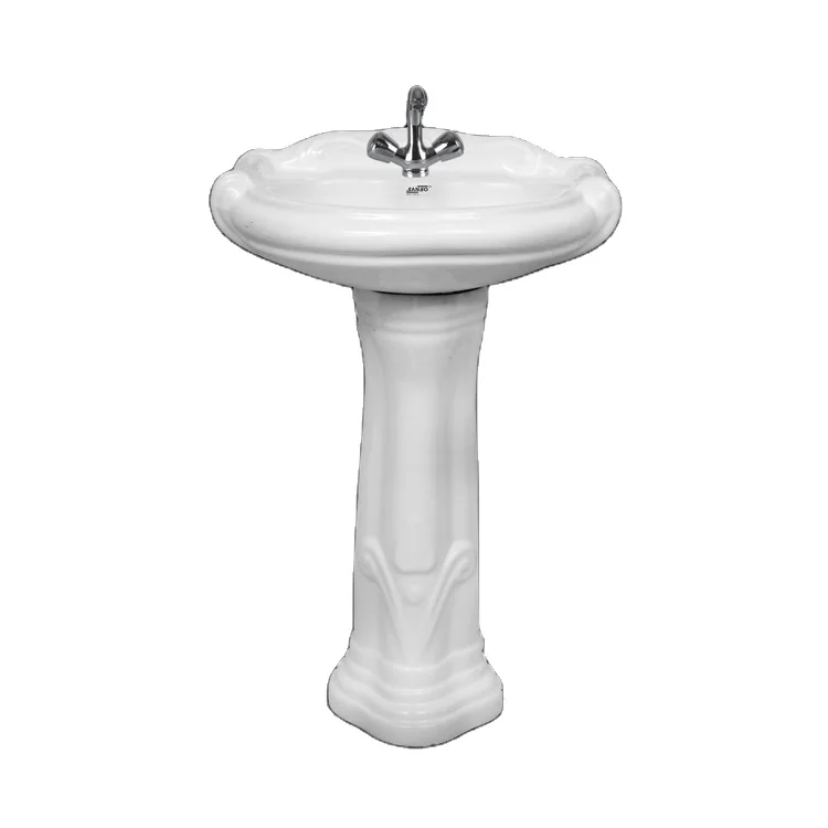 Globally Supplied Glossy Finished Oval Shaped Ceramic White Hand Wash Basin Pedestal Sinks Available at Discounted Price