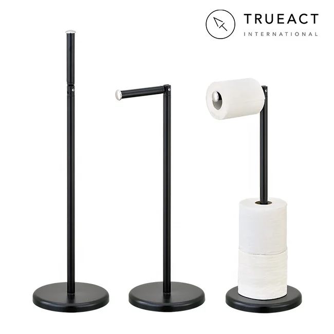 Made in Taiwan bathroom accessories Chrome Black White Free Standing Toilet Tissue Paper Roll Holder stand For Bathroom