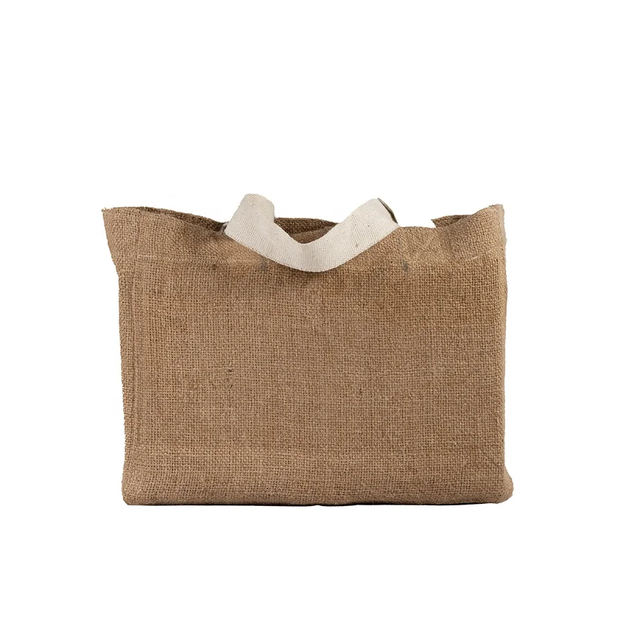Sisal Tote Bag Hessian shopper NP Full Gusseted Cotton Strap Handle Double Washed Gunny 100% Jute 100% Handmade in Nepal Solid