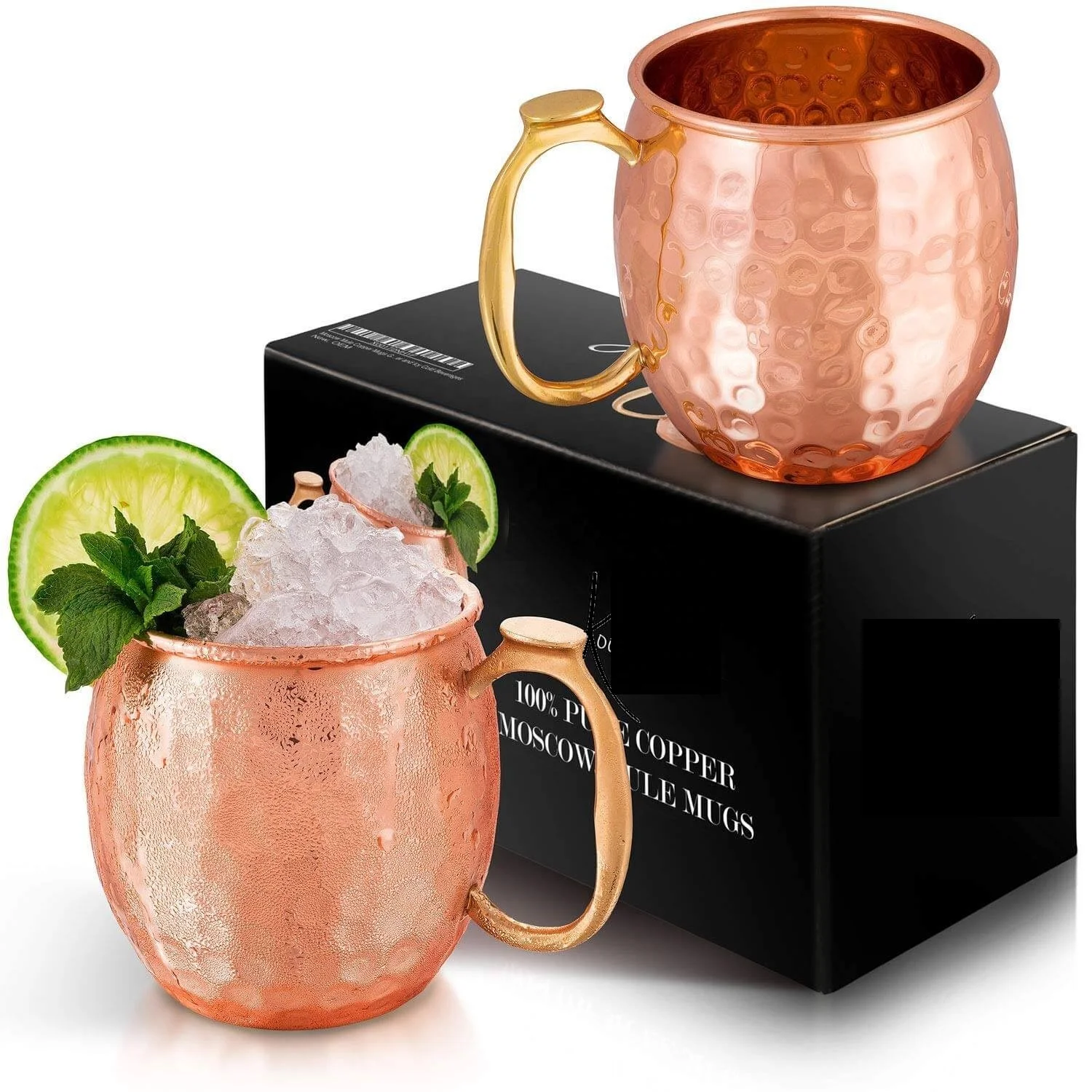 handcrafted solid copper moscow mule mug set of 2  with thumb rest for cocktail drink 16 Oz