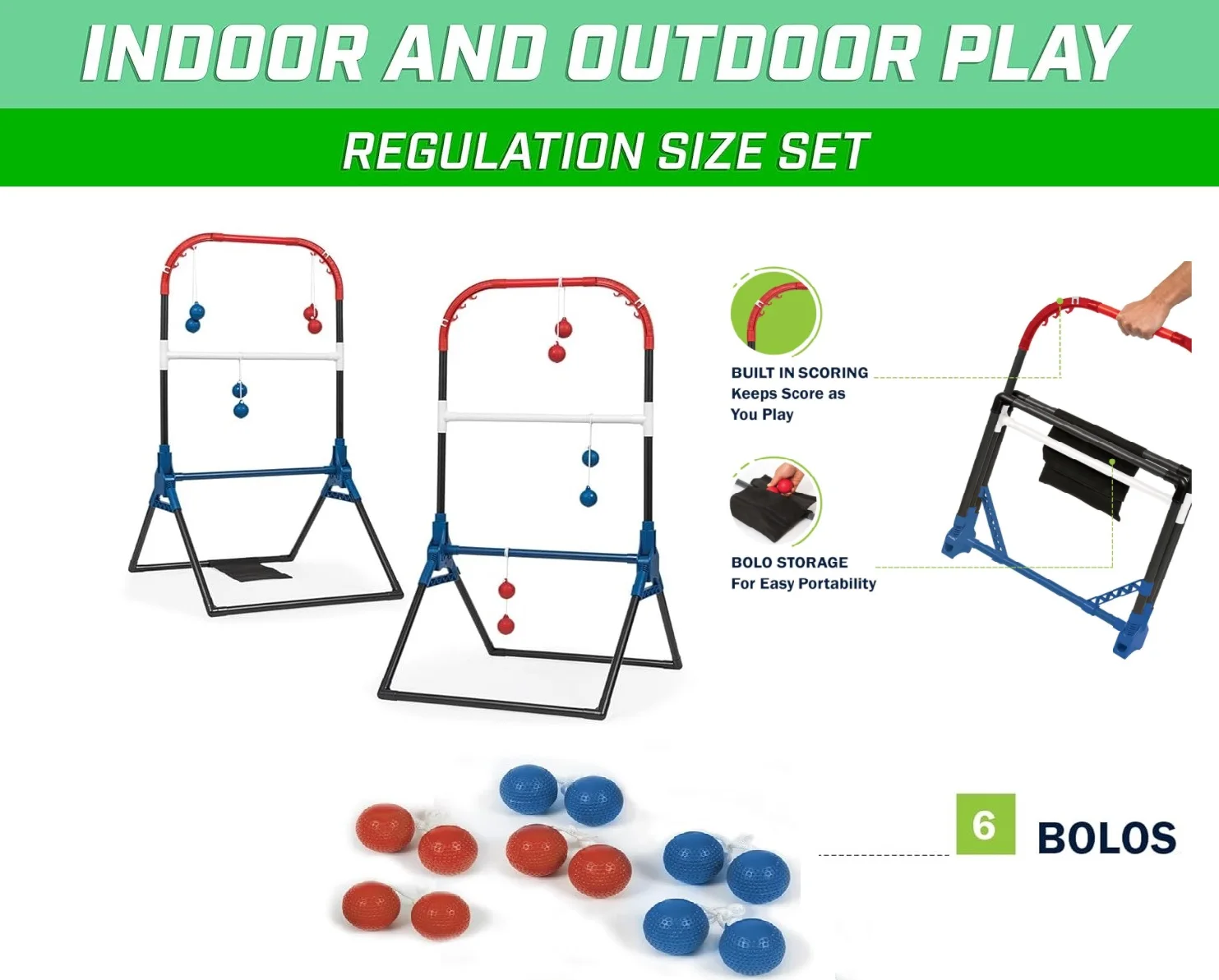 Waising Sports 4 Player Folding Portable Ladderball Toss Fun Game for Indoor Outdoor Play
