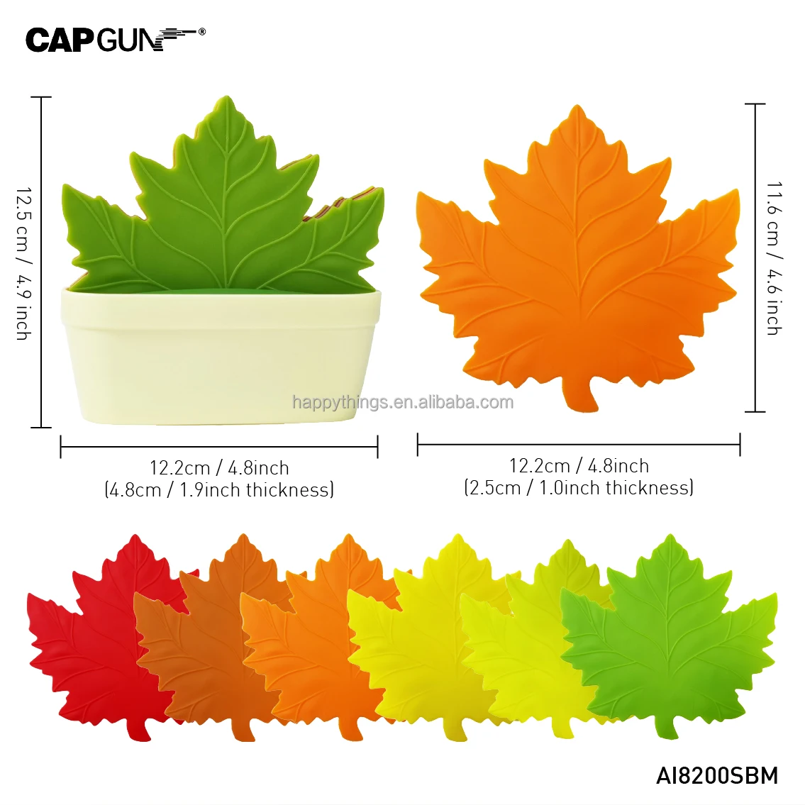6PCS Party Decorative Artificial Maple Autumn leaves Drinking Cup Coaster set with Plant Pot Holder Stand