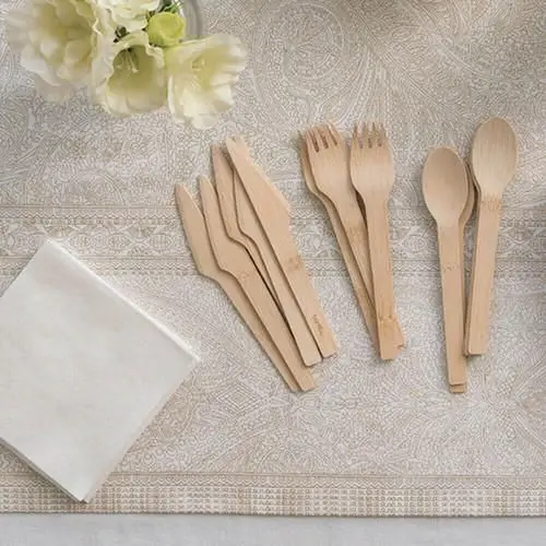 Disposable Wooden Cutlery | Eco-Friendly Birchwood Spoons, Forks, knives, skewers | Amazon Top Listed Bamboo Cutlery Set