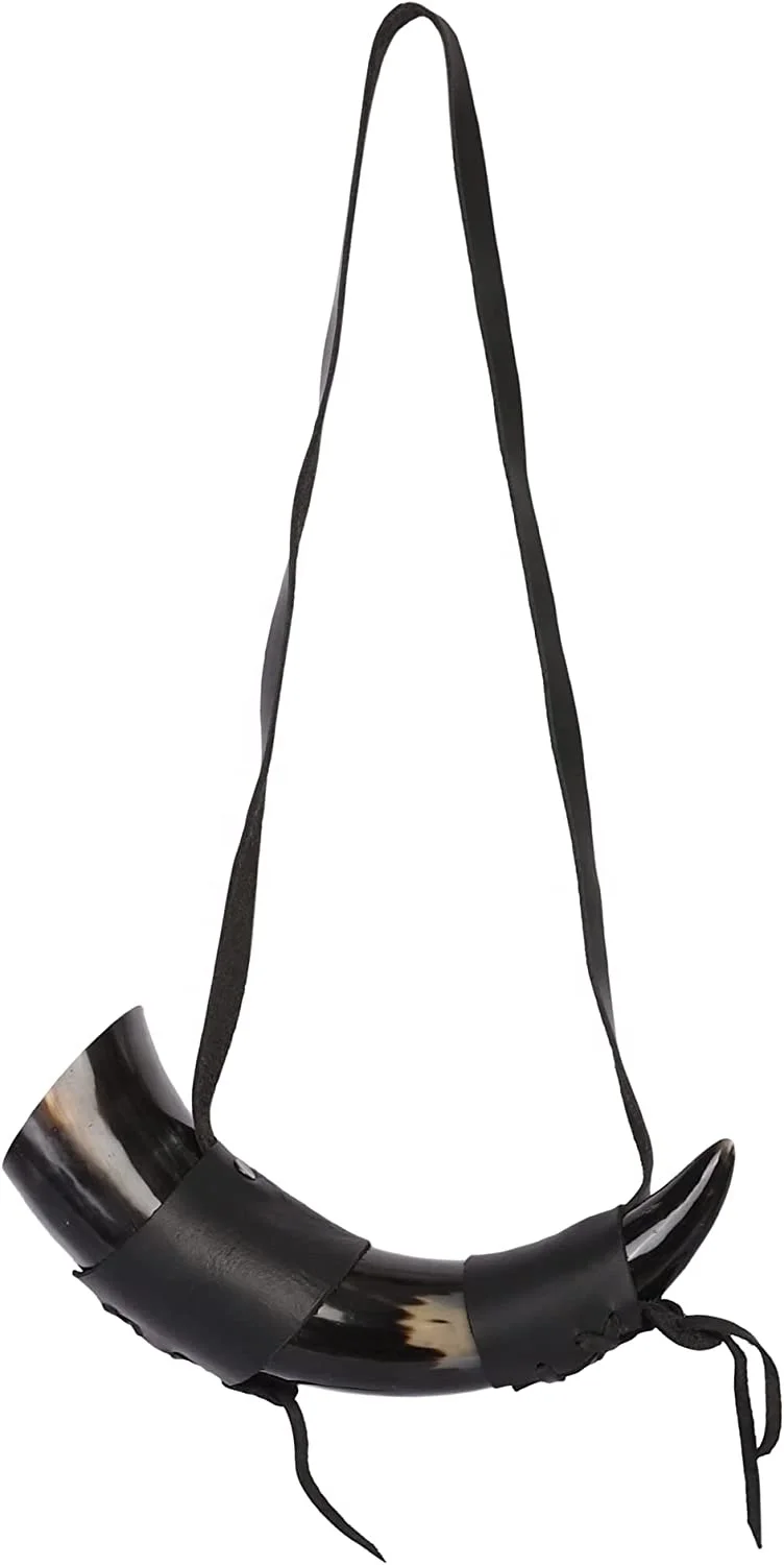 Ручной работы Аутентичные Viking питьевой рог с кожи ремнем через плечо; Подарок на день рождения caneca для пива вдохновил (плечо ловушка)