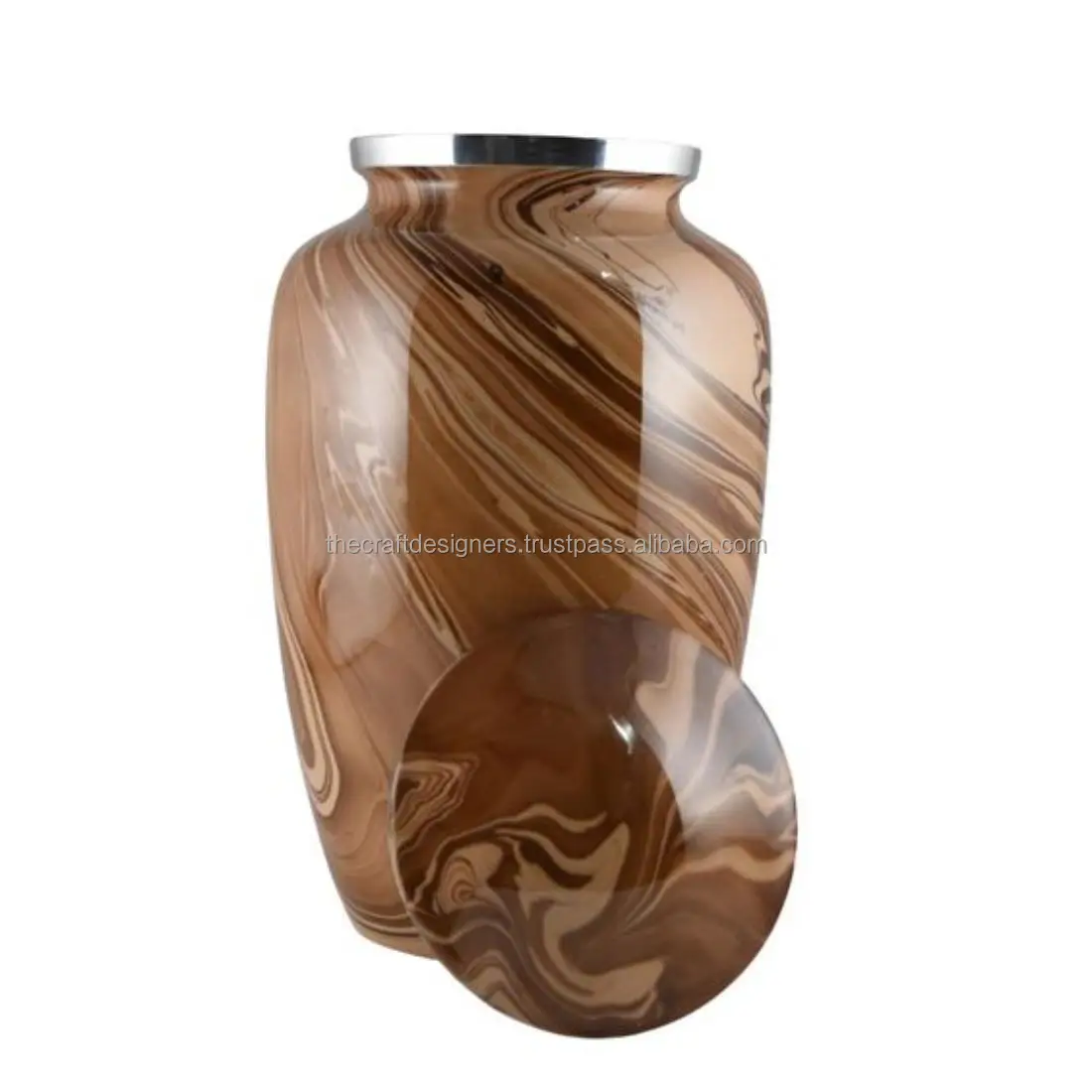 Humans Coffin Cremation Urn Memorial Funeral Supplies Brass Cremation Urn Wooden Tone Finished Best Selling Adult Urn By TCD