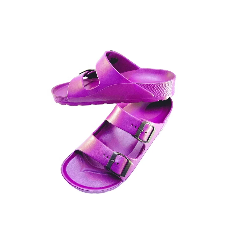 Designer Double Buckle Slippers Adjustable Buckle Two Strap Sandals Slide Eva Customization Printed Sandals For Men