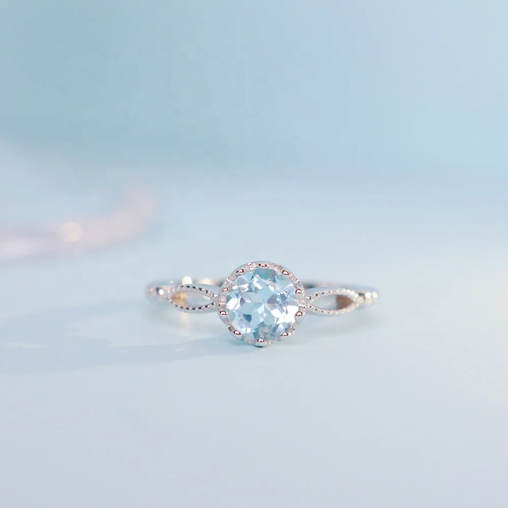 925 Sterling Silver Natural Gemstone Blue Topaz Queen Crown Wedding Engagement Ring For Women Girls 2022 Destiny Jewellery