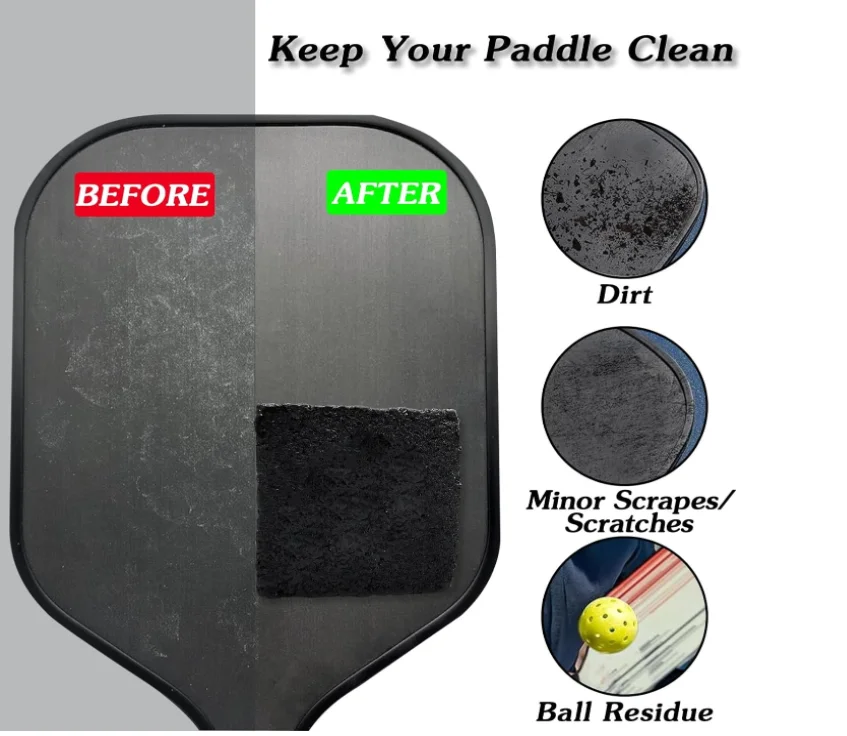 MOZKUIB Pickleball Paddle Eraser Carbon Fiber  Racket Dust Remover Rubber Bar Cleaner for Fast Residue