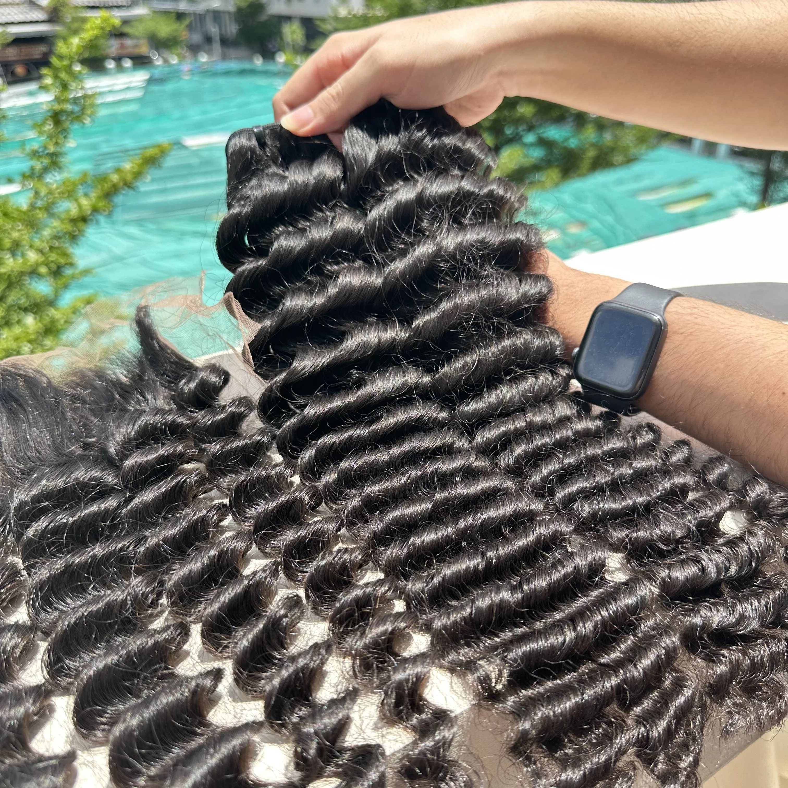 Factory Custom Cheap Price Manufacturer Deep Wave Weft Hair Extensions 100% Human Raw Hair Full Color Hair