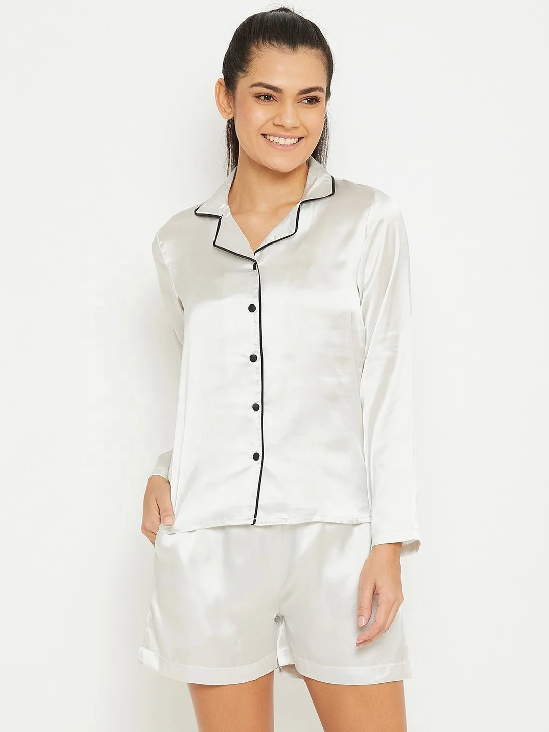 Satin Pajama for Women Short Sleeve Silk Pajama Set Soft Two Piece Pj Sets Silky Loungewear Nightwear S-XXL