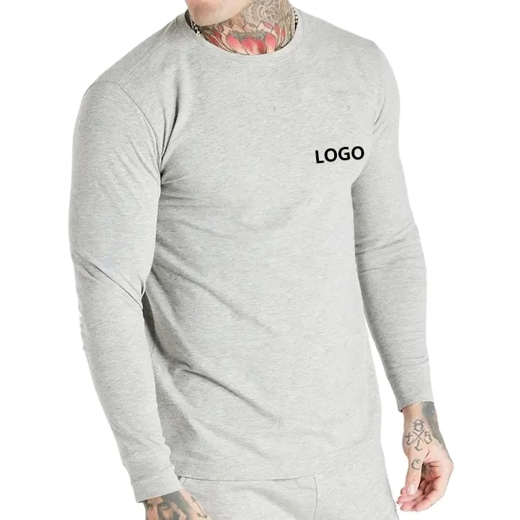 Hot Selling Sport Leisure Custom Logo Embroidery Long Sleeve V-Neck 100% Cotton T-shirt New High Quality
