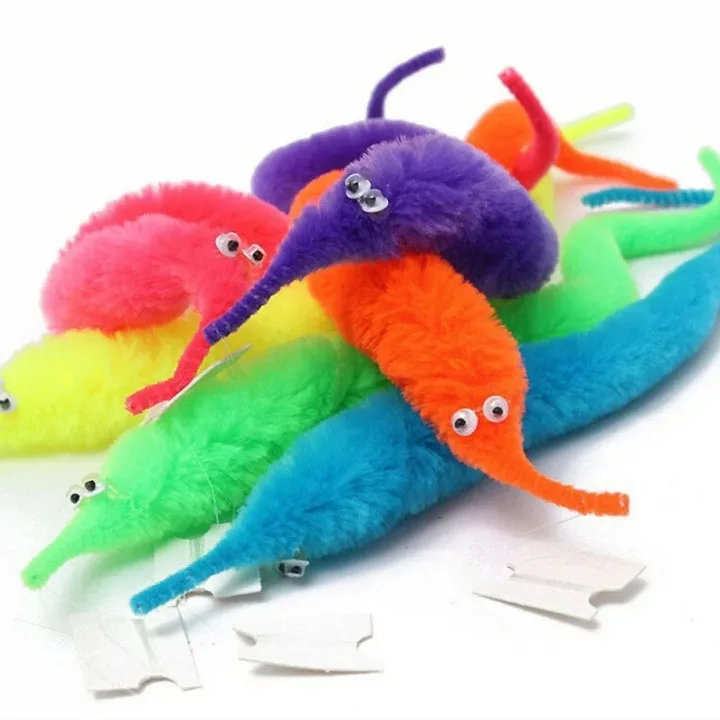 Rainbow Magic  Plush Fuzzy Wiggle Twist Worm Magic Worm Fidget Toy