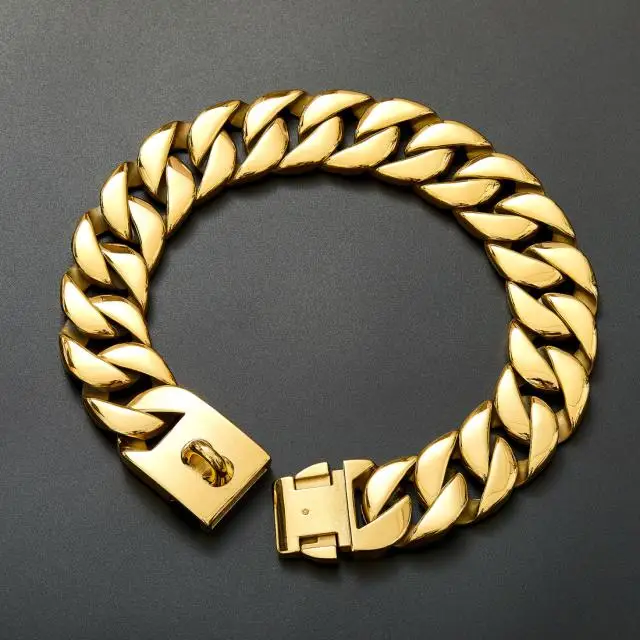 Factory Direct Sale 32mm Gold Chain Dog Collar