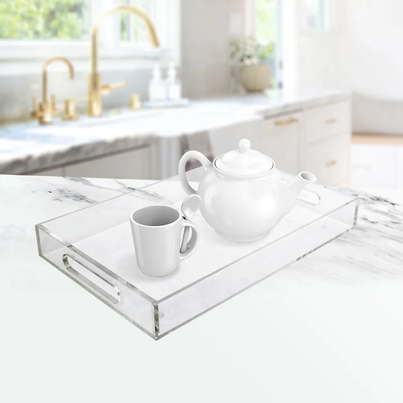 Acrylic Display Tray With Handle For Coffee Table Breakfast Butler