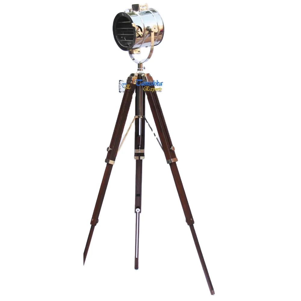 Домашний декор прожектор коллекционный винтажный алюминиевый морской напольный с треногой