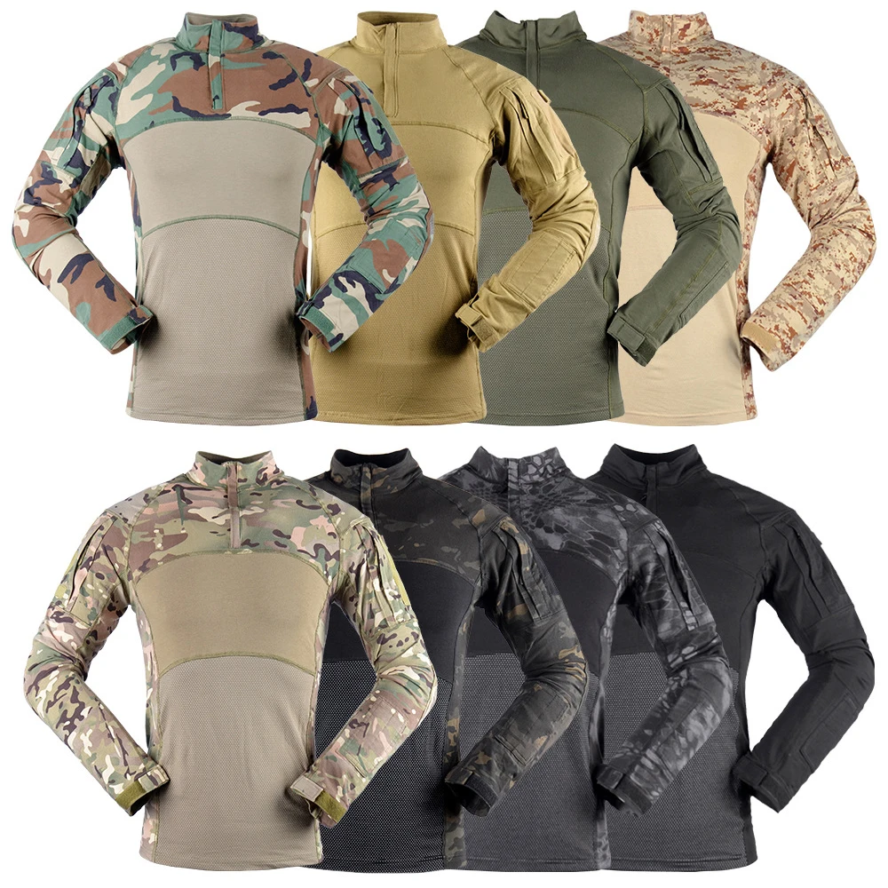 Knitted Stretch Frog Suit Long Sleeve Outdoor Shirt Tactical Camo  Training Suit Frog Uniform