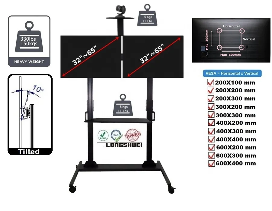 Aluminum TV cart for home office