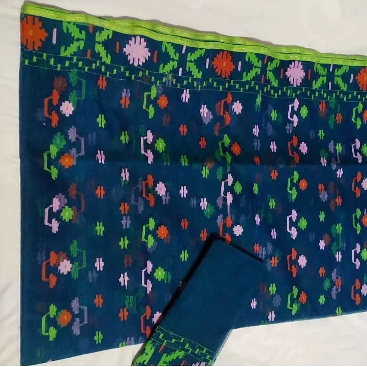 Deshi Dhakai jamdani zamdani sharee sareee Shari for women JAMDANI FABRIC blue RED GREEN Golden sky blue