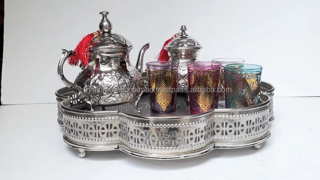 Ramadan dates chocolate tray with glasses and teapot