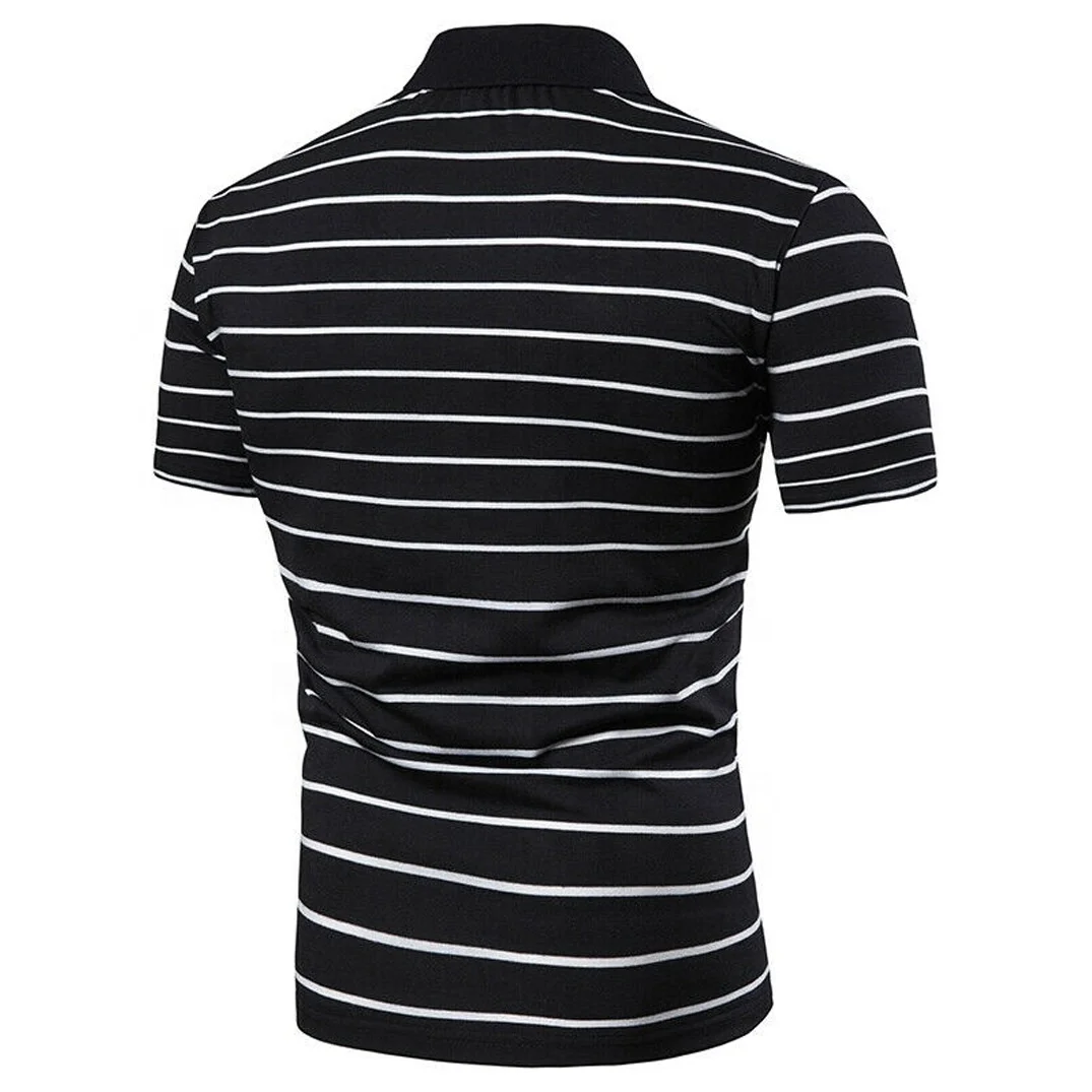 2022 New Style Customized Black Polo Shirt White Strips High Quality Casual Style Golf Best Selling Best Price Summer Season