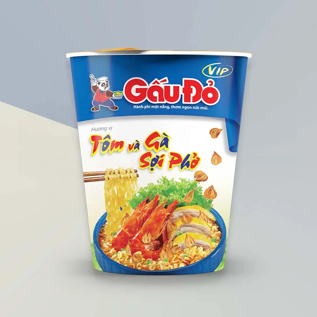 The new tasty noodles, good smell and delicious with instant Noodles of Shrimp and Chicken Flavor 65gram/package