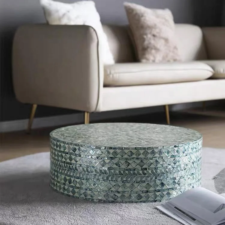 Высококачественный круглый журнальный столик с перламутровой вставкой, современный дизайн, домашняя мебель из Вьетнама