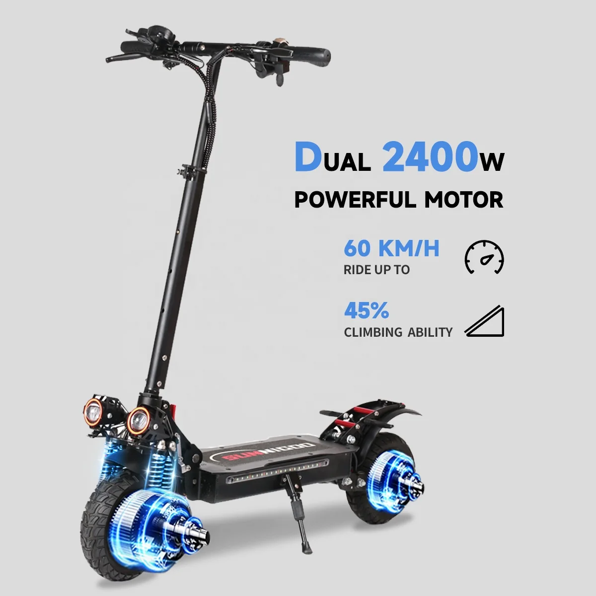 X6 High Speed 55km/h 2400W Dual Motor Electric Scooter 60km Long Range 10Inch Off Road with 2 Big Wheels New Design CE Certified