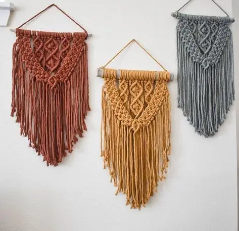 Colorful Boho Macrame Wall Hanging Handwoven Cotton Tapestry with Floral Pattern for Cozy Bedroom & Living Room Decor