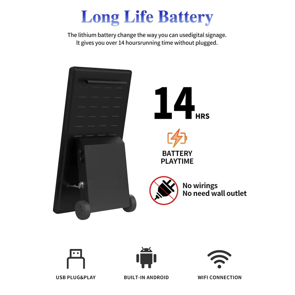 43 Inch Outdoor Portable Battery Powered Digital Signage Kiosk LCD Display Digital Poster Display