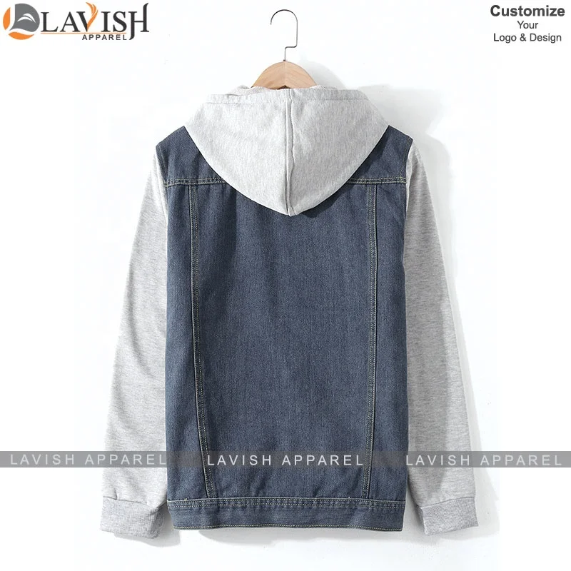 Custom Logo Mens Denim jean Jacket Trendy Fashion Ripped Denim Male Street wear Jackets With Attached Sleeves